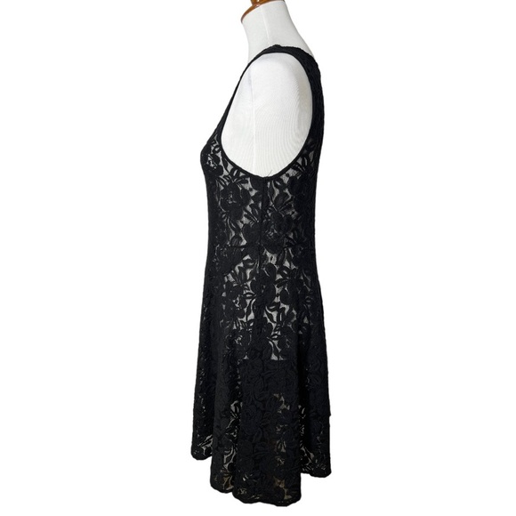 Free People Black Floral Crochet Lace Sleeveless Fit and Flare A Line Dress - Picture 5 of 10